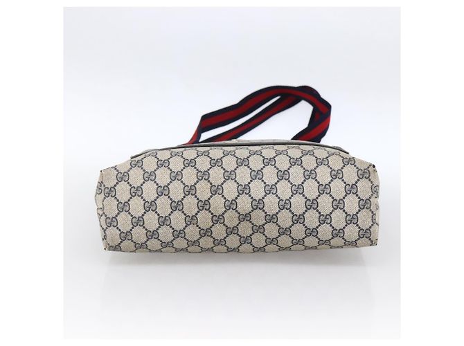 GUCCI GG Supreme Sherry Line Tote Bag PVC Navy Gold 120 02 003 Auth bs33609 Golden Navy blue - view 5