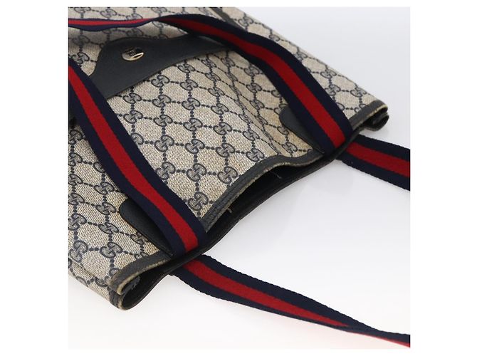 GUCCI GG Supreme Sherry Line Tote Bag PVC Navy Gold 120 02 003 Auth bs33609 Golden Navy blue - view 6