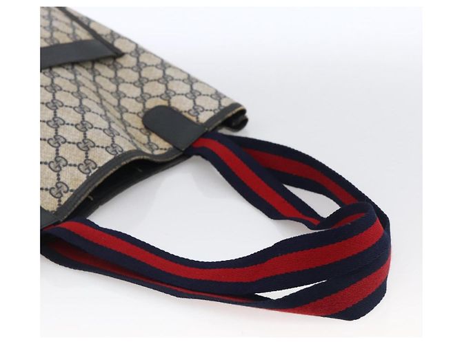 GUCCI GG Supreme Sherry Line Tote Bag PVC Navy Gold 120 02 003 Auth bs33609 Golden Navy blue - view 7
