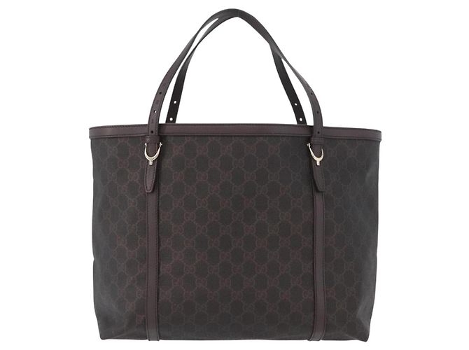Gucci Borsa Tote GG Supreme in PVC Oro Marrone Scuro 309613 Auth ki6444 D'oro - vista 13