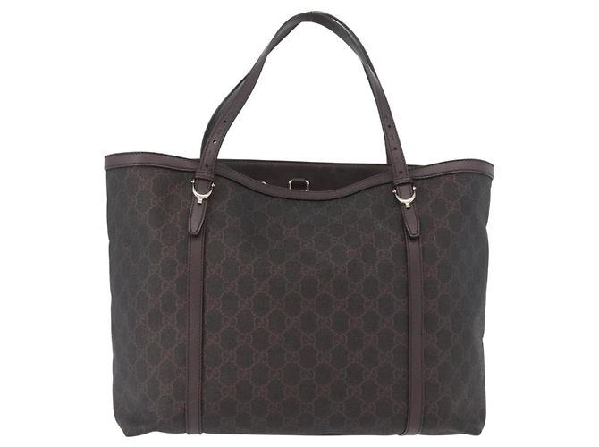 Gucci Borsa Tote GG Supreme in PVC Oro Marrone Scuro 309613 Auth ki6444 D'oro - vista 2