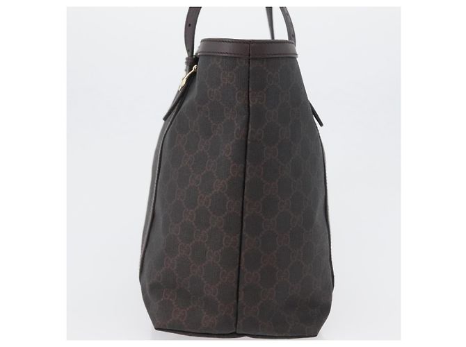Gucci Borsa Tote GG Supreme in PVC Oro Marrone Scuro 309613 Auth ki6444 D'oro - vista 3