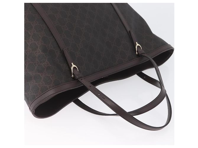 Gucci Borsa Tote GG Supreme in PVC Oro Marrone Scuro 309613 Auth ki6444 D'oro - vista 6