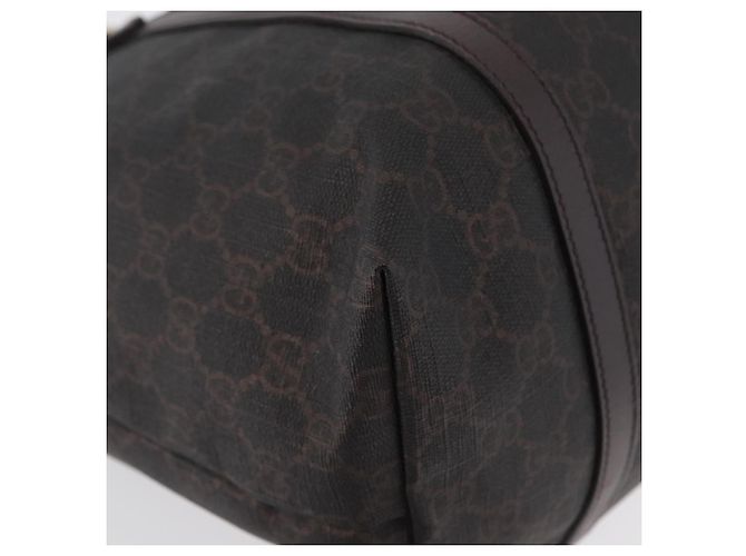 Gucci Borsa Tote GG Supreme in PVC Oro Marrone Scuro 309613 Auth ki6444 D'oro - vista 9
