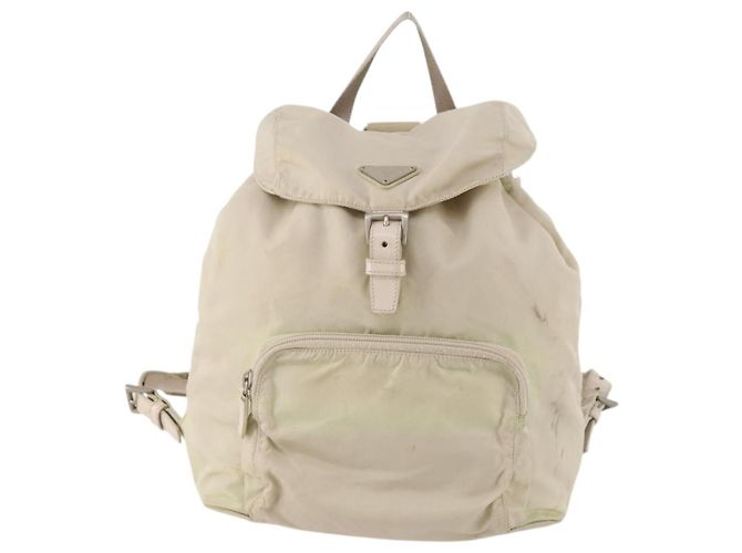 PRADA Backpack Nylon White Silver Auth bs33253 Silvery - view 13
