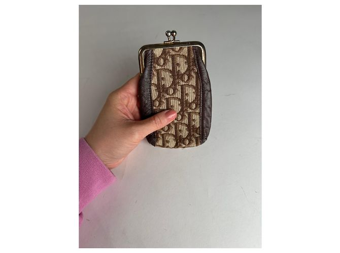 Vintage Dior Oblique Monogram Purse Beige Brown - view 3
