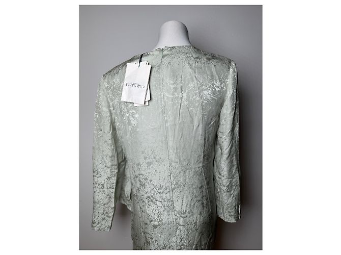 Vintage Givenchy Abstraktes Kleid Grau Türkis L Silber - Ansicht 15