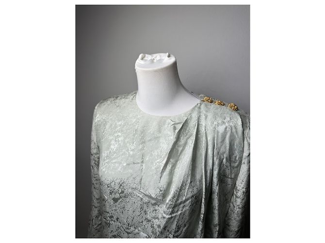 Vintage Givenchy Abstraktes Kleid Grau Türkis L Silber - Ansicht 3
