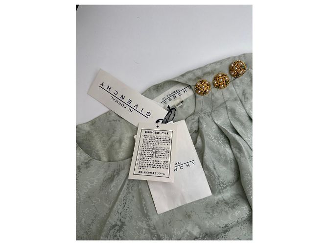 Vintage Givenchy Abstraktes Kleid Grau Türkis L Silber - Ansicht 5