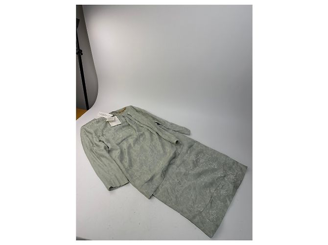 Vintage Givenchy Abstraktes Kleid Grau Türkis L Silber - Ansicht 8