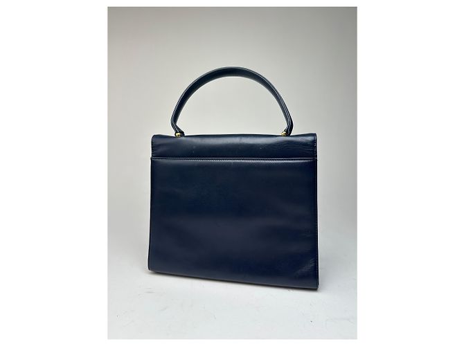 Vintage Givenchy Lederhandtasche in Marineblau - Ansicht 13