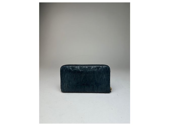 Vintage Miu Miu Leather Zippy Wallet Blue - view 10