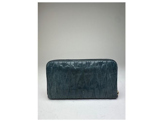 Vintage Miu Miu Leather Zippy Wallet Blue - view 2
