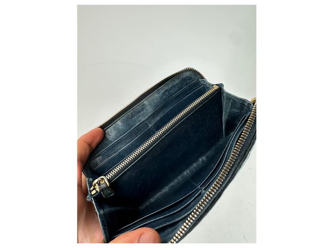 Vintage Miu Miu Leather Zippy Wallet Blue - view 4