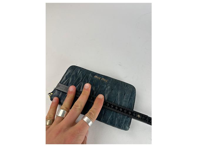 Vintage Miu Miu Leather Zippy Wallet Blue - view 7