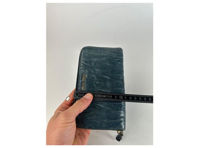 Vintage Miu Miu Leather Zippy Wallet Blue - view 8