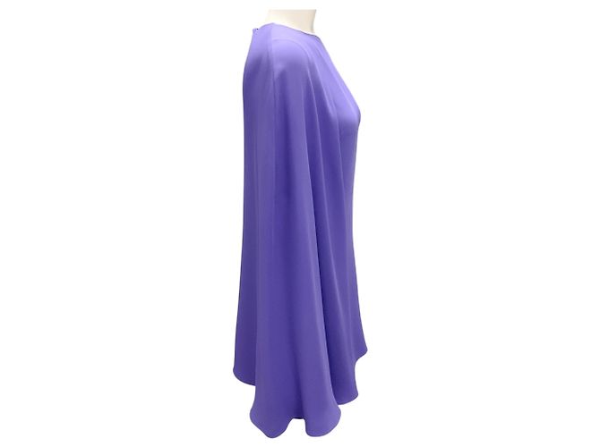 Valentino Garavani Vestido Mini de Seda Cady com Mangas de Capa Roxo Valentino - vista 2