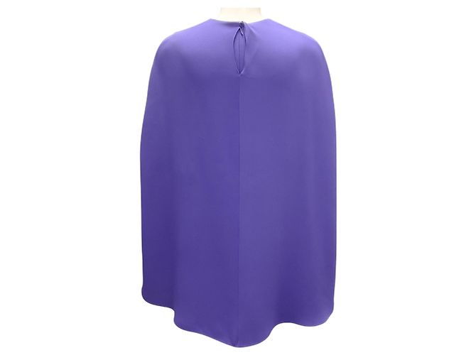 Valentino Garavani Vestido Mini de Seda Cady com Mangas de Capa Roxo Valentino - vista 3