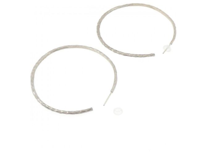Tiffany & Co Orecchini grandi a cerchio martellati Tiffany Argento - vista 3