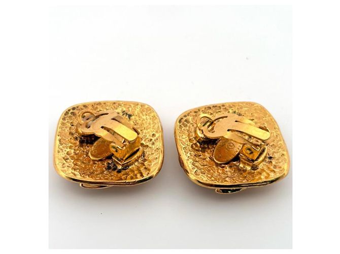 Vintage Chanel Coco Mark CC quadratische goldene Ohrringe - Ansicht 3