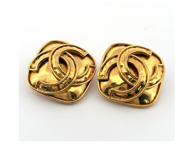 Vintage Chanel Coco Mark CC quadratische goldene Ohrringe - Ansicht 5
