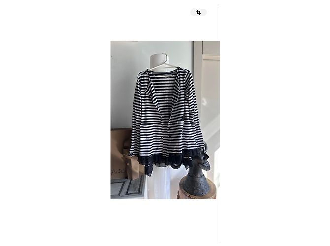 Autre Marque Cardigan a righe bianco e nero in cotone e viscosa M - vista 2