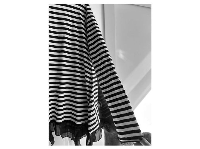 Autre Marque Cardigan a righe bianco e nero in cotone e viscosa M - vista 3