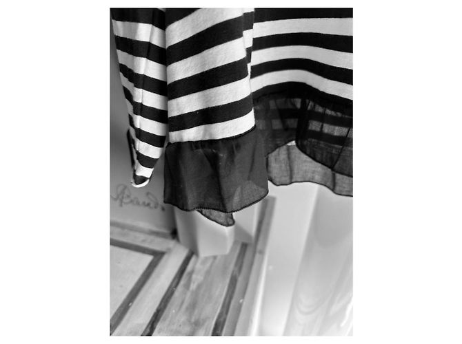 Autre Marque Cardigan a righe bianco e nero in cotone e viscosa M - vista 4