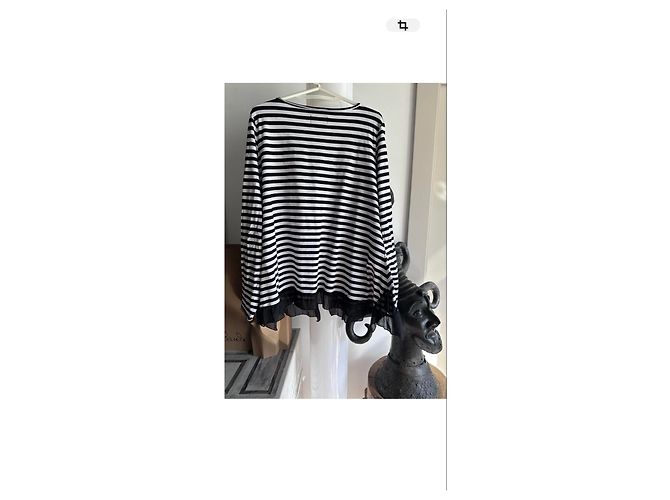 Autre Marque Cardigan a righe bianco e nero in cotone e viscosa M - vista 5