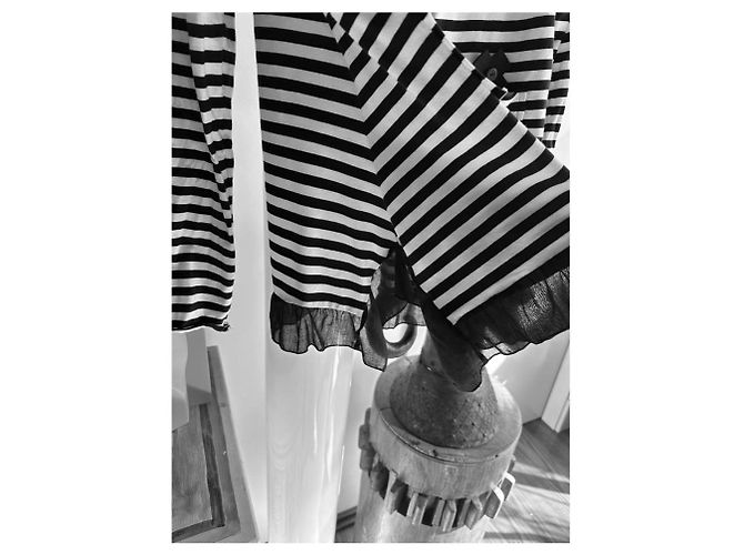 Autre Marque Cardigan a righe bianco e nero in cotone e viscosa M - vista 6