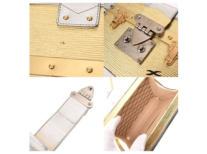 Borsa a Spalla Petite Malle Epi Louis Vuitton Argento D'oro - vista 10