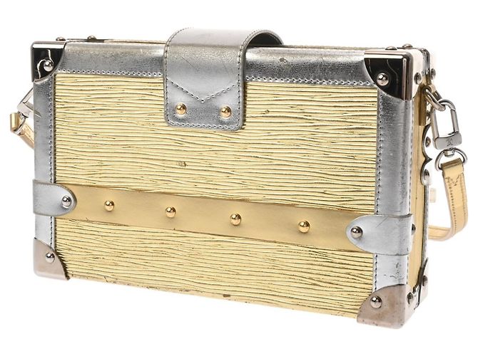 Borsa a Spalla Petite Malle Epi Louis Vuitton Argento D'oro - vista 3