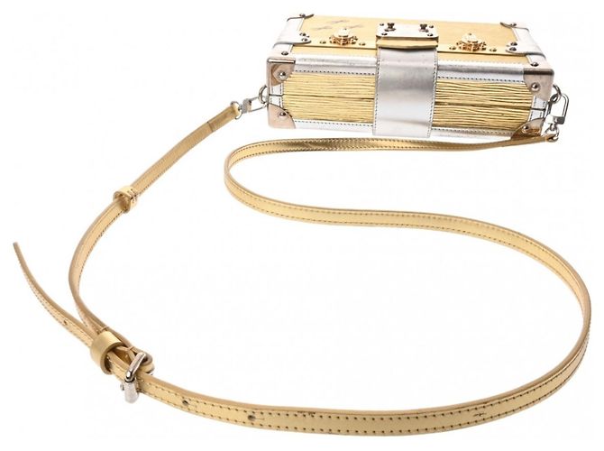 Borsa a Spalla Petite Malle Epi Louis Vuitton Argento D'oro - vista 4