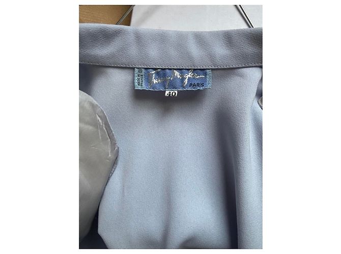 Thierry Mugler Hellblaues langes Hemdblusenkleid mit Gürtel - Ansicht 10