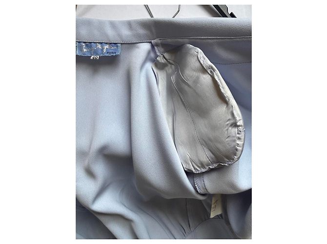 Thierry Mugler Hellblaues langes Hemdblusenkleid mit Gürtel - Ansicht 11