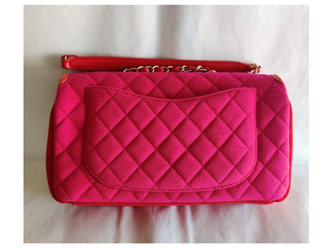 Borsa Chanel Flap Rosa Rosso Arancione Jersey Multicolore - vista 10