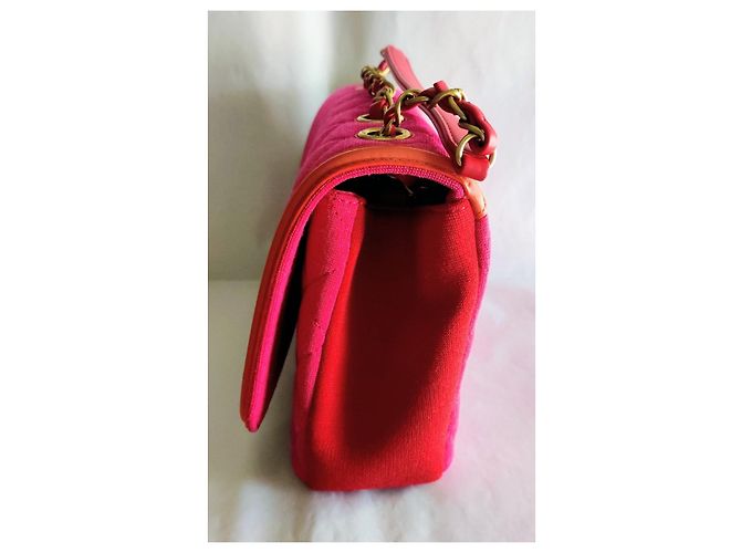 Borsa Chanel Flap Rosa Rosso Arancione Jersey Multicolore - vista 11