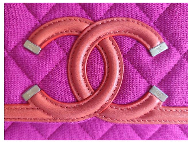 Borsa Chanel Flap Rosa Rosso Arancione Jersey Multicolore - vista 14
