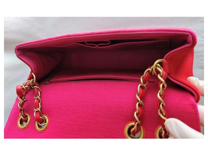 Borsa Chanel Flap Rosa Rosso Arancione Jersey Multicolore - vista 3