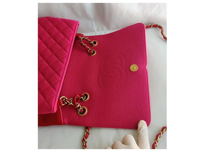 Borsa Chanel Flap Rosa Rosso Arancione Jersey Multicolore - vista 4
