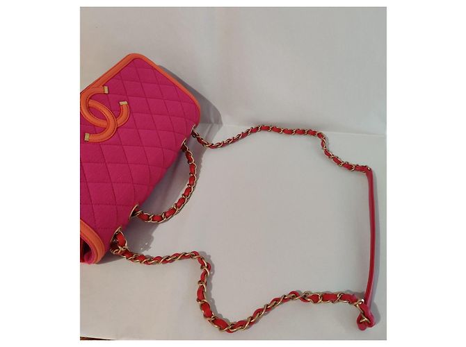 Borsa Chanel Flap Rosa Rosso Arancione Jersey Multicolore - vista 5