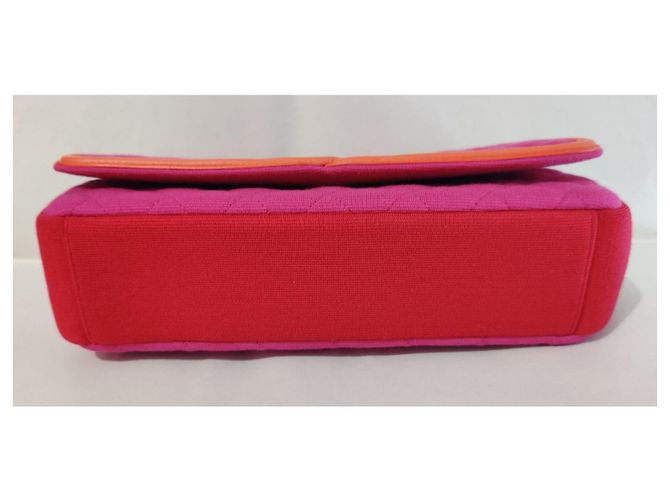 Borsa Chanel Flap Rosa Rosso Arancione Jersey Multicolore - vista 6