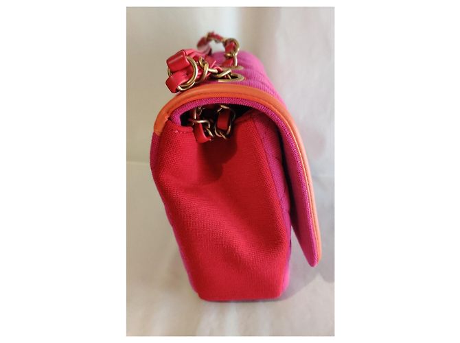 Borsa Chanel Flap Rosa Rosso Arancione Jersey Multicolore - vista 9