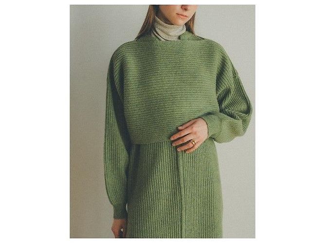 Autre Marque CLANE BOAT NECK SHORT KNIT TOPS Wool Nylon Knit Top Brown Camel - view 4