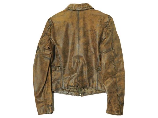 Ralph Lauren Chaqueta de cuero ajustada RRL Castaño - vista 2