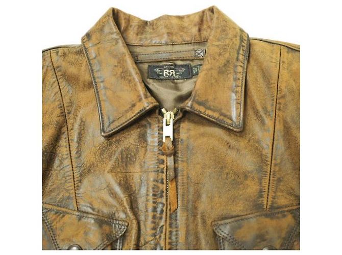 Ralph Lauren Chaqueta de cuero ajustada RRL Castaño - vista 4