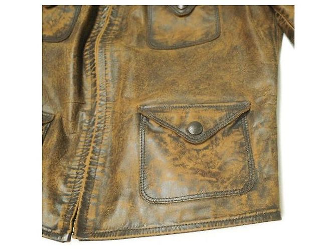 Ralph Lauren Chaqueta de cuero ajustada RRL Castaño - vista 5