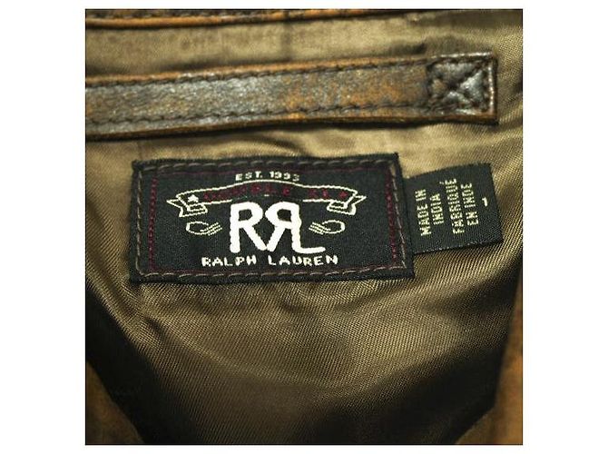 Ralph Lauren Chaqueta de cuero ajustada RRL Castaño - vista 7