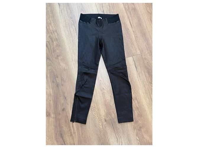 Leggings de cuero Brunello Cucinelli Negro Gris antracita - vista 2