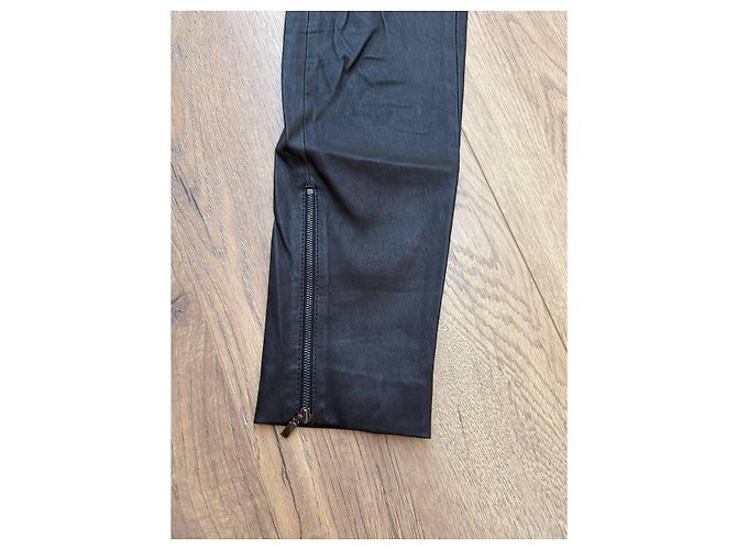 Leggings de cuero Brunello Cucinelli Negro Gris antracita - vista 3